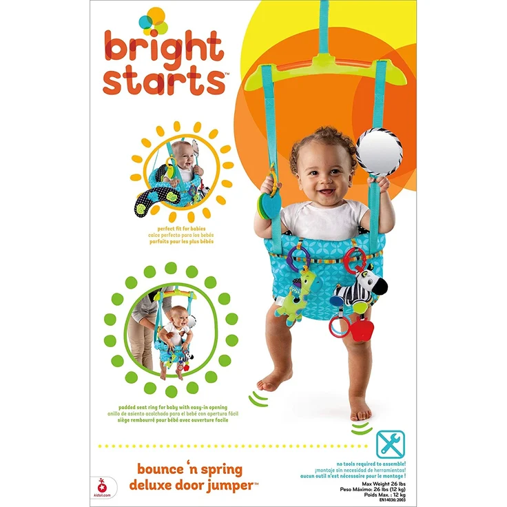 Bright Starts Deluxe Türhopser mit sicherer und stabiler Türrahmenklemme, gepolstertem und maschinenwaschbarem Sitz sowie 4 Spielzeugen, leicht zu transportieren - Preisvergleich – Bild 9