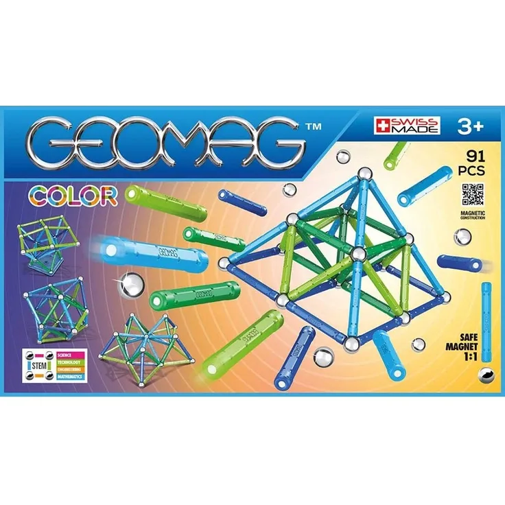 Geomag, Classic Color, 263, Magnetkonstruktionen und Lernspiele, Konstruktionsspielzeug, 91-teilig