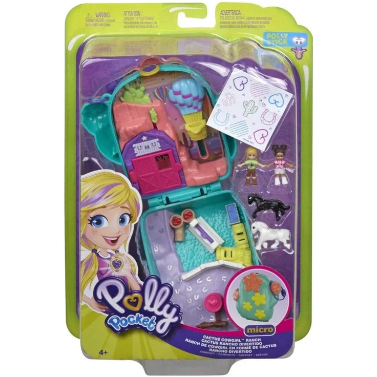 Polly Pocket GKJ46 - Kaktus Reiterhof Schatulle mit 2 kleinen Puppen und Zubehör, Spielzeug ab 4 Jahren – Bild 7