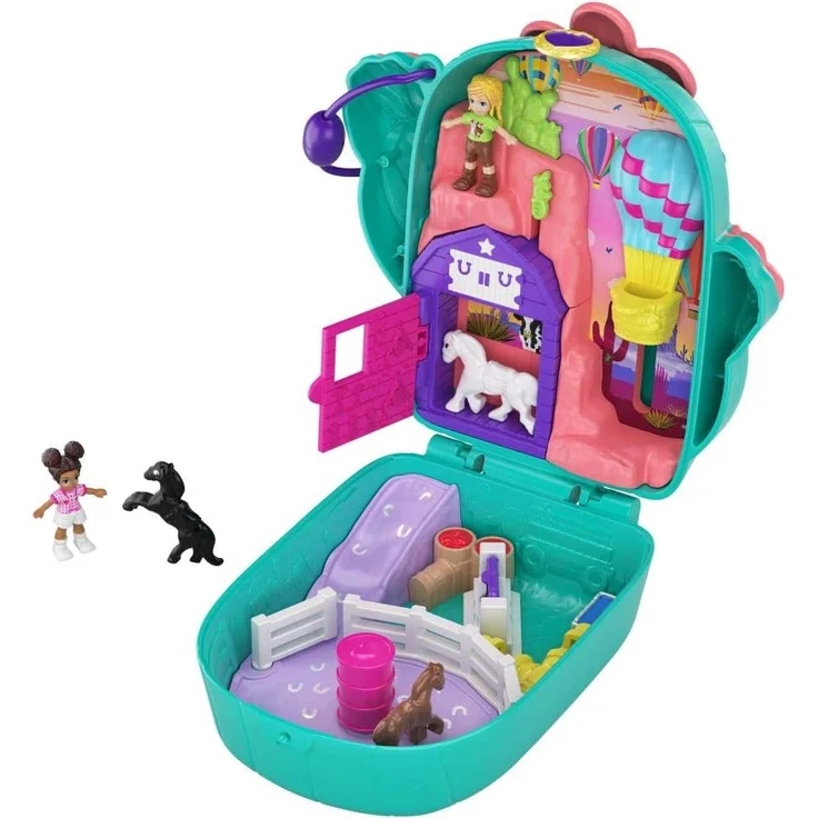 Polly Pocket GKJ46 - Kaktus Reiterhof Schatulle mit 2 kleinen Puppen und Zubehör, Spielzeug ab 4 Jahren – Bild 1