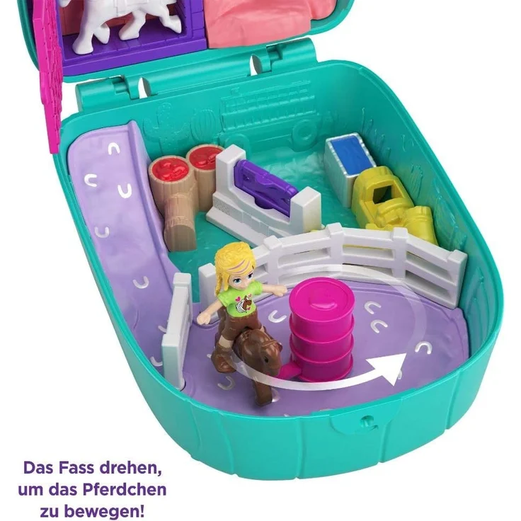 Polly Pocket GKJ46 - Kaktus Reiterhof Schatulle mit 2 kleinen Puppen und Zubehör, Spielzeug ab 4 Jahren – Bild 3