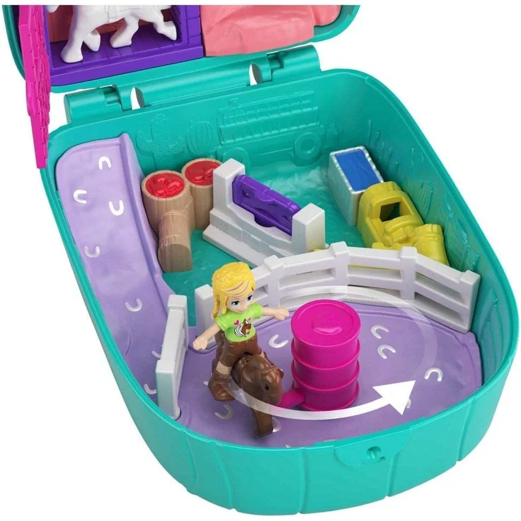 Polly Pocket GKJ46 - Kaktus Reiterhof Schatulle mit 2 kleinen Puppen und Zubehör, Spielzeug ab 4 Jahren – Bild 8