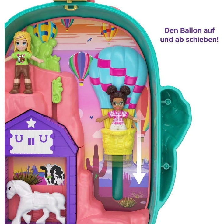 Polly Pocket GKJ46 - Kaktus Reiterhof Schatulle mit 2 kleinen Puppen und Zubehör, Spielzeug ab 4 Jahren – Bild 2