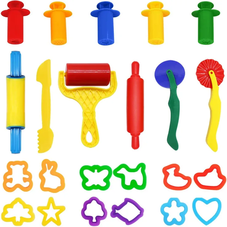 WonderforU Knetwerkzeug Teig Plastilin Werkzeuge, Knete zubehör Ausstechformen Küchenspielzeug, 23 Stück