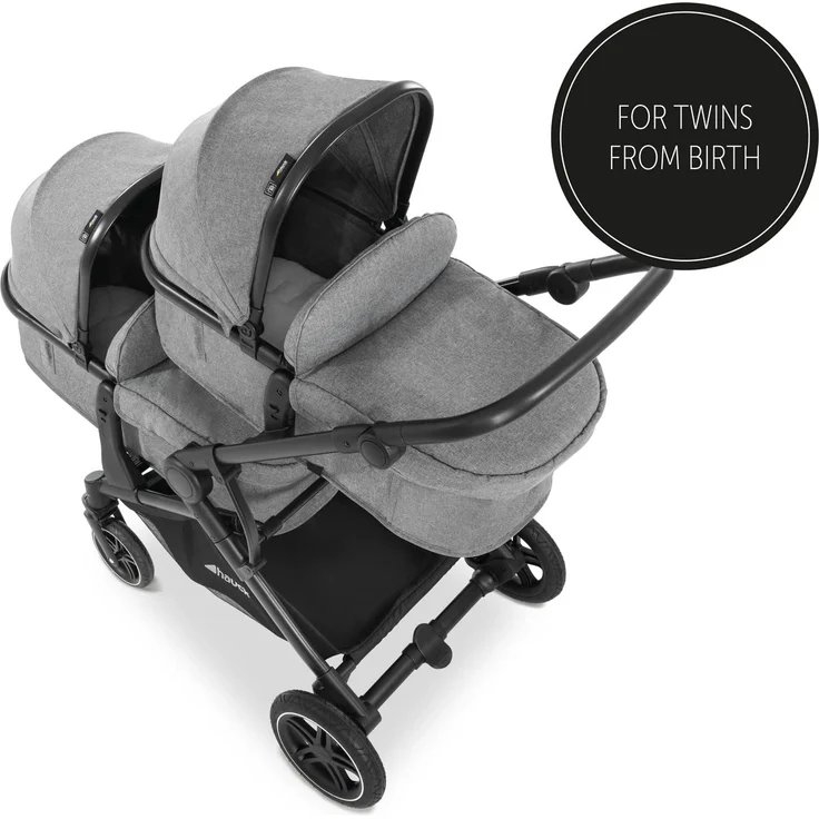 Hauck Geschwisterwagen »Atlantic Twin, melange grey«, mit schwenk- und feststellbaren Vorderrädern, Kinderwagen – Bild 2