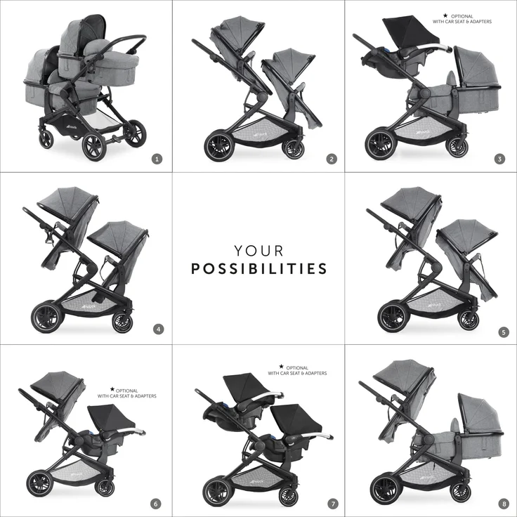 Hauck Geschwisterwagen »Atlantic Twin, melange grey«, mit schwenk- und feststellbaren Vorderrädern, Kinderwagen – Bild 11