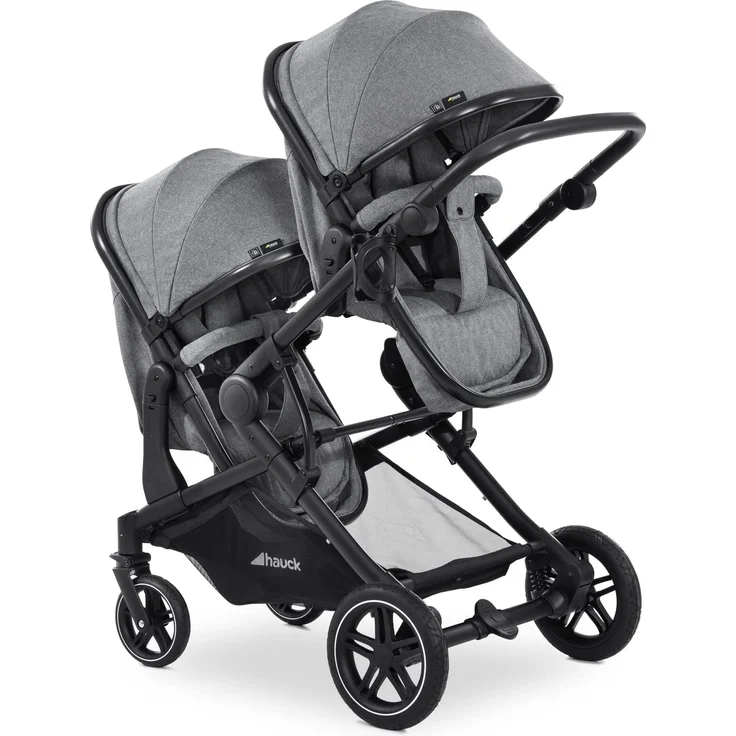 Hauck Geschwisterwagen »Atlantic Twin, melange grey«, mit schwenk- und feststellbaren Vorderrädern, Kinderwagen – Bild 1