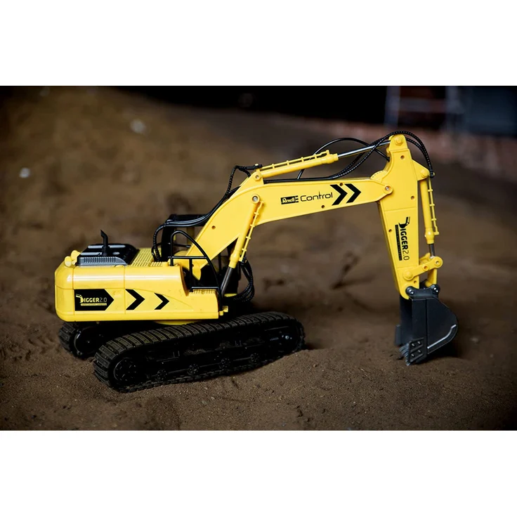 Revell 24924 RC Bagger mit 6-CH 2.4 GHz Fernsteuerung, Outdoor-tauglich, Schaufel und Baumgreifer aus Metall, griffiger Kettenantrieb, Originalgetreu, einzeln steuerbare Teile-Digger 2.0, bunt – Bild 8