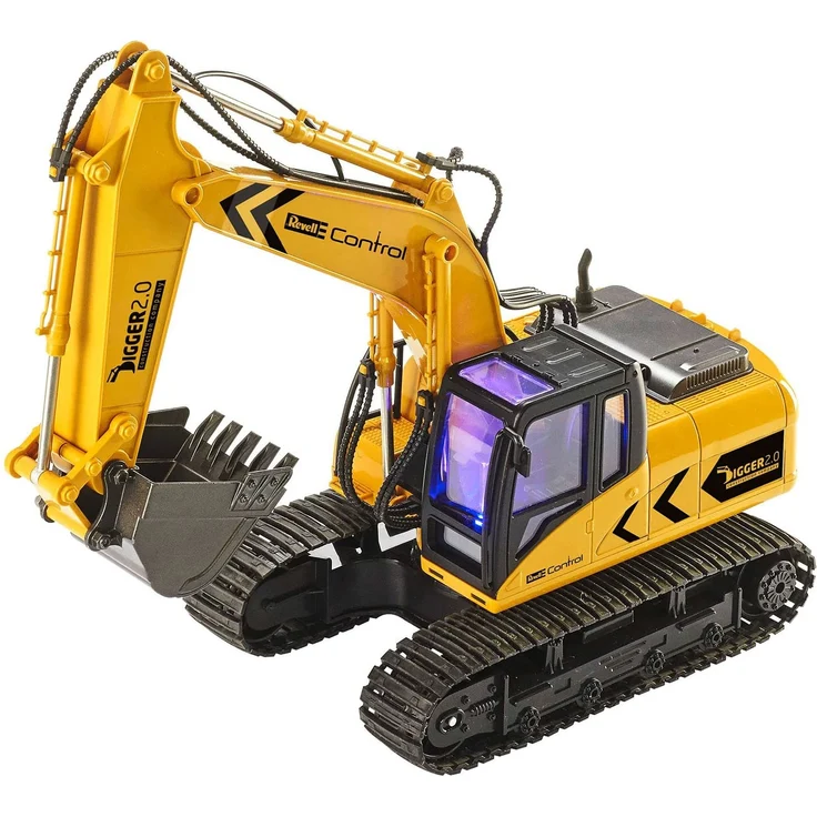 Revell 24924 RC Bagger mit 6-CH 2.4 GHz Fernsteuerung, Outdoor-tauglich, Schaufel und Baumgreifer aus Metall, griffiger Kettenantrieb, Originalgetreu, einzeln steuerbare Teile-Digger 2.0, bunt – Bild 3