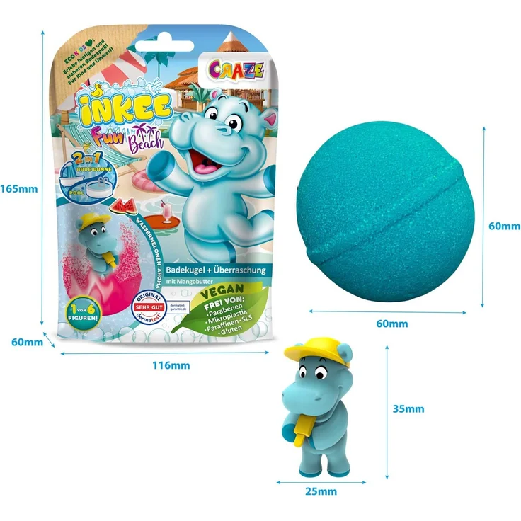 INKEE - Surprise Fun Beach Badekugeln Kinder mit Überraschung, Badebomben Kinder mit Hippo Stempel Badezusatz für die Badewanne- 43417, 1 Stück, zufällige Auswahl – Bild 8