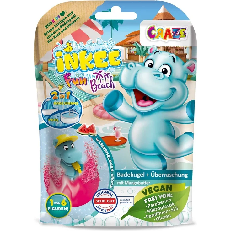 INKEE - Surprise Fun Beach Badekugeln Kinder mit Überraschung, Badebomben Kinder mit Hippo Stempel Badezusatz für die Badewanne- 43417, 1 Stück, zufällige Auswahl – Bild 2