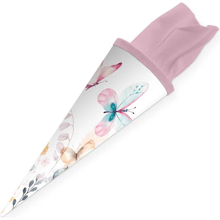 itenga Geschwister Schultüte 35cm Schmetterling mit Filzverschluss kleine Tüte Geschenkverpackung Einschulung Schulanfang