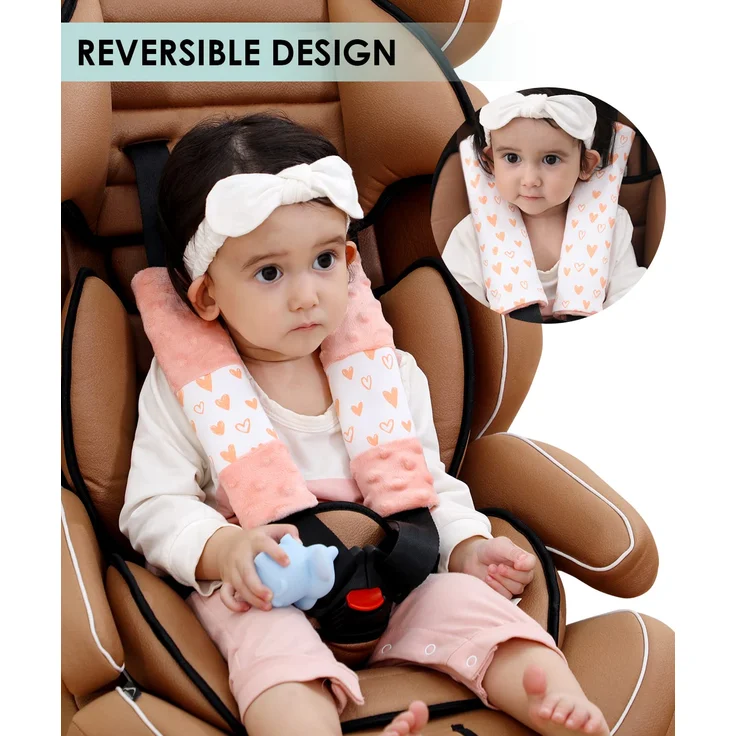4 Stück Gurtpolster Auto Kinder Mädchen,gurtschutz kinder auto,Kinder Auto Sicherheitsgurt,Gurtschoner Kissen Autositz Gurt Fahrradsitz Gurt Gurtpolster für Sitzerhöhung Gurtschutz (Rosa 25 * 5. 7cm) – Bild 4