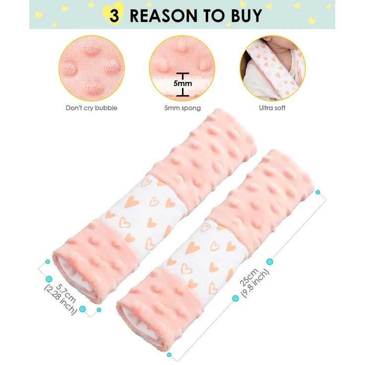 4 Stück Gurtpolster Auto Kinder Mädchen,gurtschutz kinder auto,Kinder Auto Sicherheitsgurt,Gurtschoner Kissen Autositz Gurt Fahrradsitz Gurt Gurtpolster für Sitzerhöhung Gurtschutz (Rosa 25 * 5. 7cm) – Bild 5