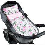 BABYLUX Babydecke MINKY PLÜSCH Kuscheldecke Decke 75 x 60 cm + KISSEN 2 Tlg Set (MP110 - Rosa + Blumen)