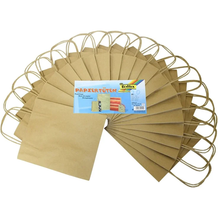 folia 22410 - Papiertüten aus Kraftpapier, Geschenktüten, 20 Stück, 24 x 12 x 31 cm, natur - zum Basteln, Verzieren und Verschenken – Bild 2