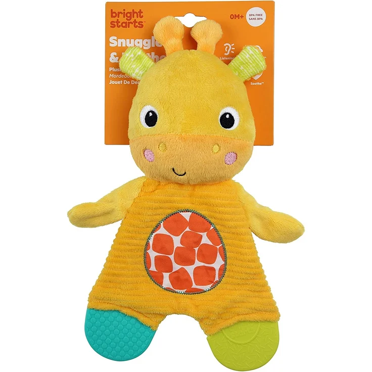 Bright Starts, Plüschtier und Zahnungshilfe, Giraffe - aus Knistermaterial zum Kuscheln, Beißen und Spielen – Bild 7
