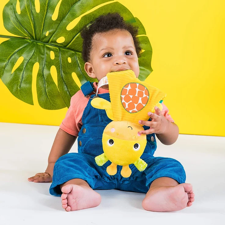 Bright Starts, Plüschtier und Zahnungshilfe, Giraffe - aus Knistermaterial zum Kuscheln, Beißen und Spielen – Bild 2