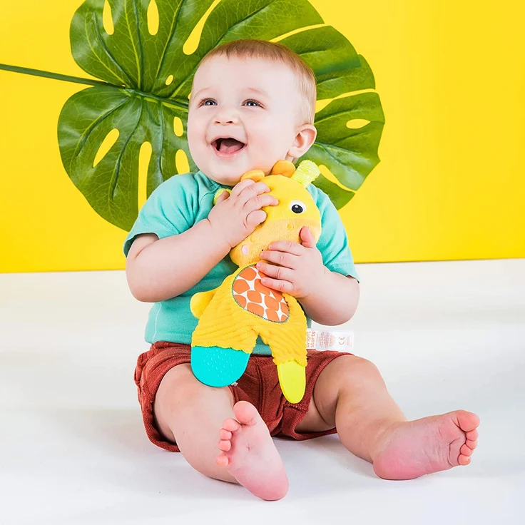 Bright Starts, Plüschtier und Zahnungshilfe, Giraffe - aus Knistermaterial zum Kuscheln, Beißen und Spielen – Bild 5