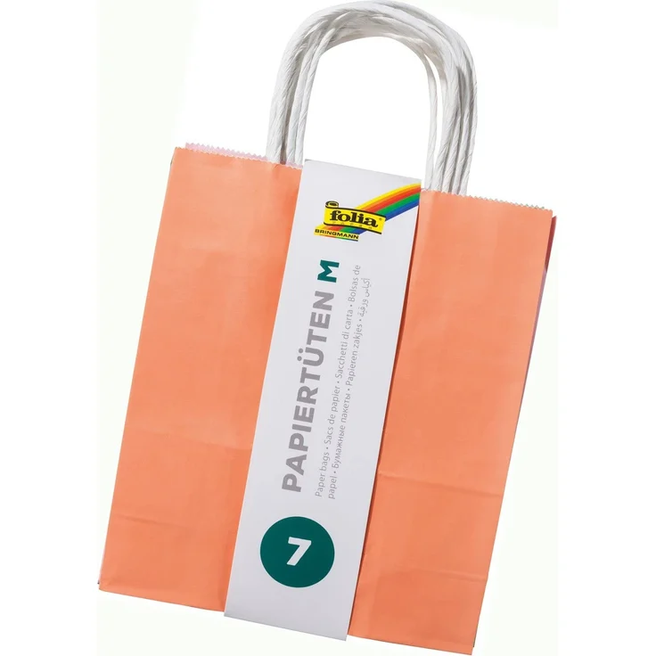 folia 21819/7 - Papiertüten aus Kraftpapier, Geschenktüten, 7 Stück, ca. 18 x 8 x 21 cm, farbig sortiert - zum Basteln, Verzieren und Verschenken – Bild 2