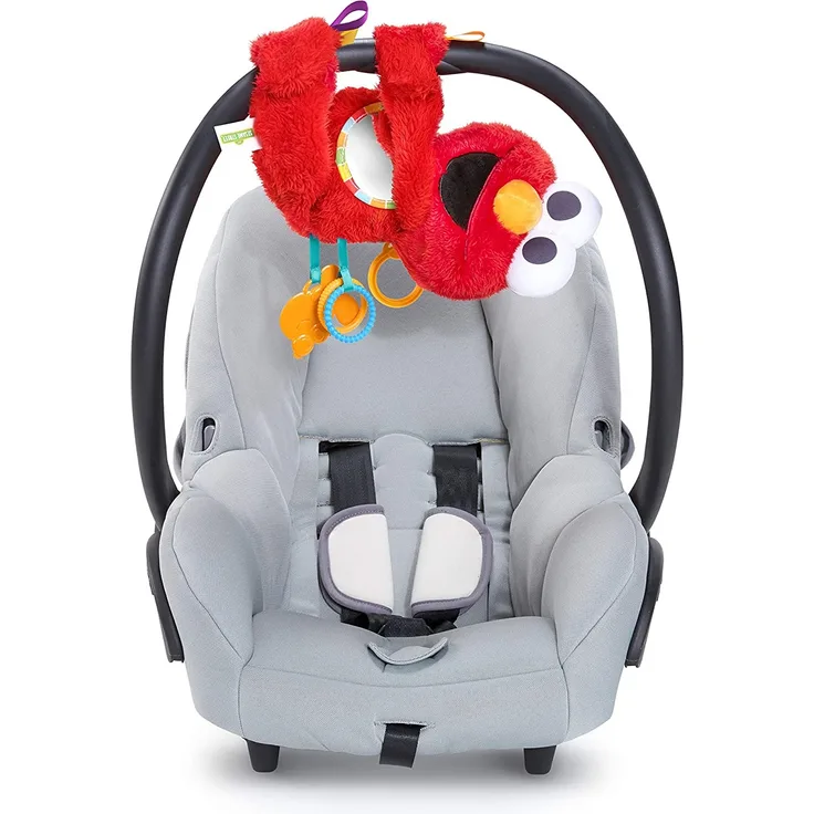 Bright Starts, Sesamstrasse, Elmo Plüschspielzeug für unterwegs, zur Befestigung am Kinderwagen, Babytrage etc.
