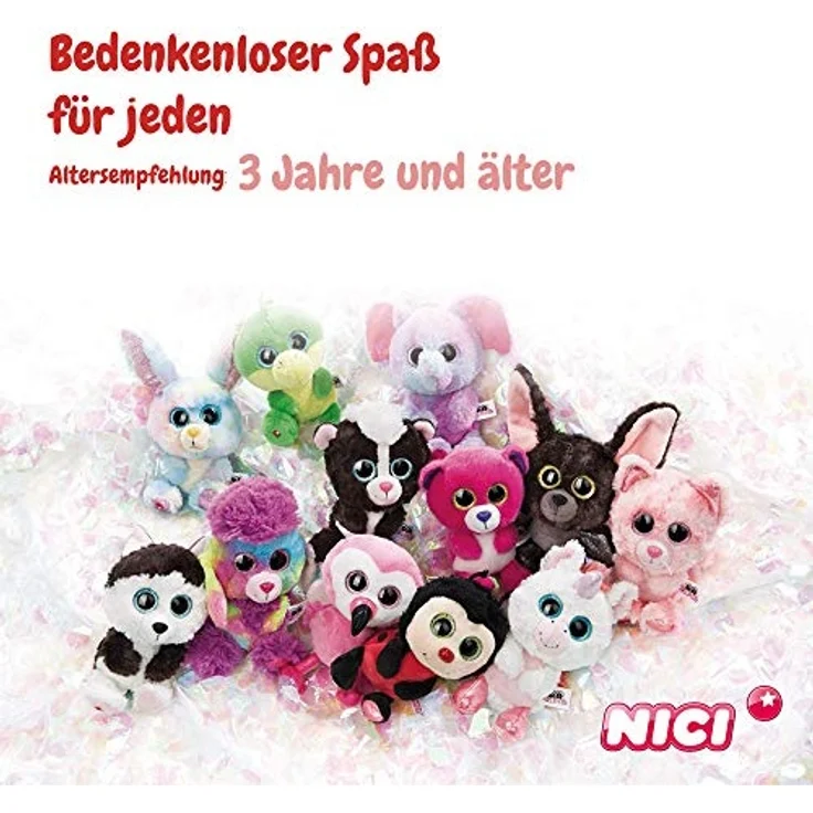 Nici 46315 Glubschis Schwein Zuzumi 9cm Schlüsselanhänger, Plüschtieranhänger mit Schlüsselring, Stofftierschlüsselhalter, Pink – Bild 3