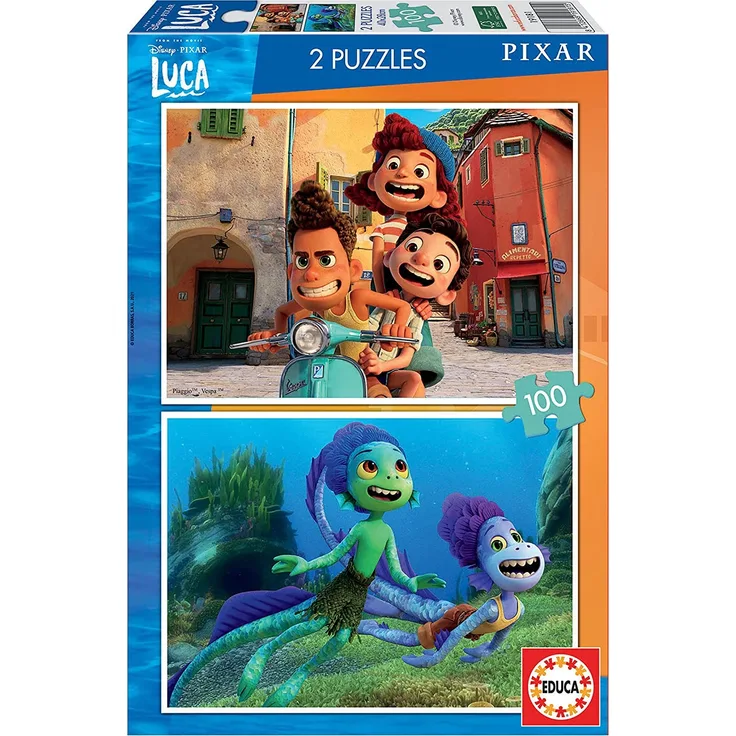 Educa Luca Disney Puzzle Set mit Zwei 100 Teilen für Kinder. Ab 6 Jahren. 19181, Bunt, One Size
