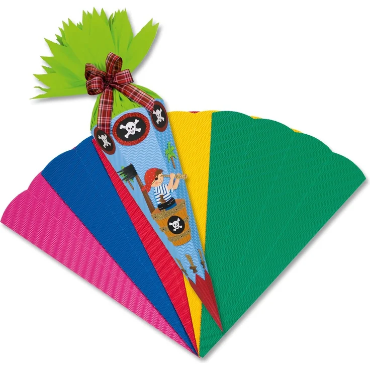 folia 92009 - Schultüten Rohlinge, aus 3D Wellpappe, sortiert in 5 Farben, 20 Tüten, Höhe 68 cm, Durchmesser 20 cm - zur Erstellung einer individuellen selbst gebastelten Zuckertüte – Bild 2