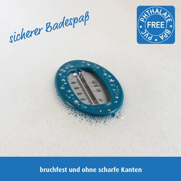 Reer Baby-Thermometer für die Badewanne mit süßem Unterwasserwelt-Motiv, kindersicheres Bade-Thermometer – Bild 6