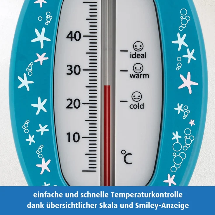 Reer Baby-Thermometer für die Badewanne mit süßem Unterwasserwelt-Motiv, kindersicheres Bade-Thermometer – Bild 3