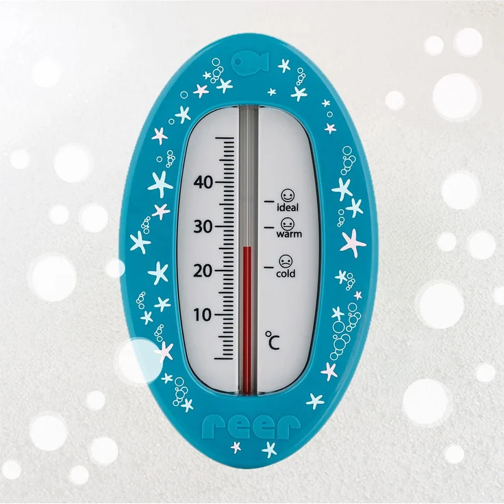 Reer Baby-Thermometer für die Badewanne mit süßem Unterwasserwelt-Motiv, kindersicheres Bade-Thermometer – Bild 2