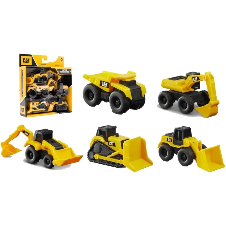 Caterpillar by Funrise 82150 Little Machines Caterpillar, CAT Kleine Maschinen 5er-Pack Baufahrzeug Kinder, Gelb