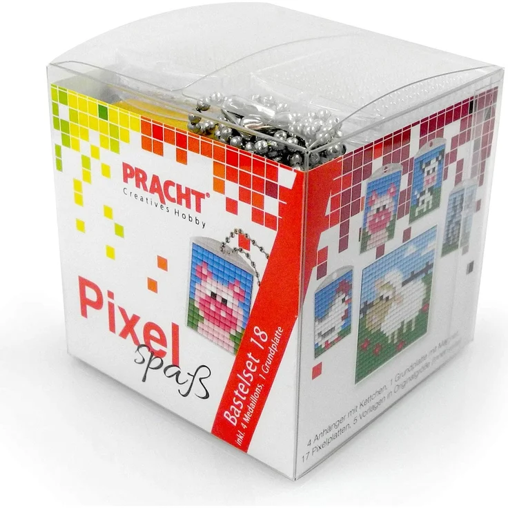 Pracht Creatives Hobby P90039-63501 - Pixel Spaß Bastelset 18, für 4 Medaillons, Schlüsselanhänger, für Kinder, Jungen und Mädchen, als kleines Geschenk, Mitgebsel, für den Kindergeburtstag - Preisvergleich – Bild 1
