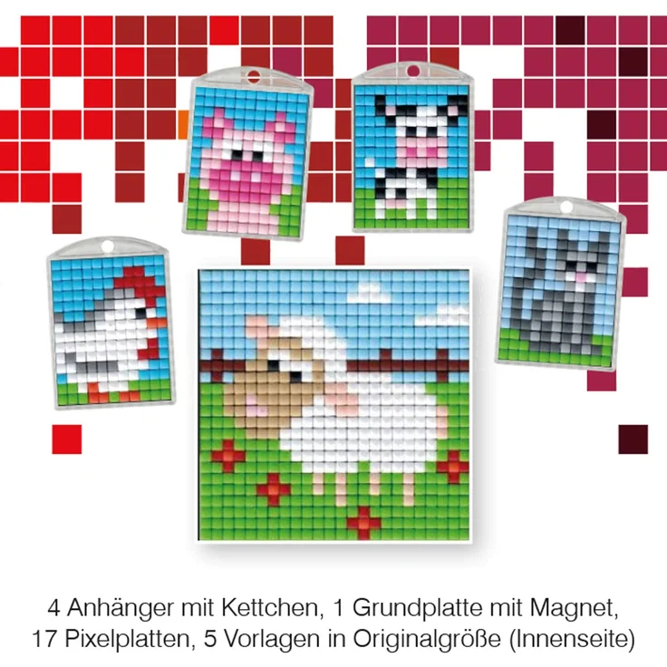 Pracht Creatives Hobby P90039-63501 - Pixel Spaß Bastelset 18, für 4 Medaillons, Schlüsselanhänger, für Kinder, Jungen und Mädchen, als kleines Geschenk, Mitgebsel, für den Kindergeburtstag - Preisvergleich – Bild 3