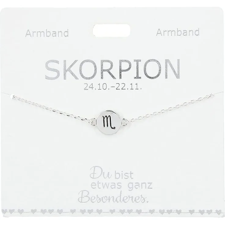 Depesche 4715-047 Armband für Damen mit dem Sternzeichen-Symbol Skorpion als Anhänger, versilbert, variabel in der Länge tragbar (15 - 20 cm), ideal als Geschenk für die Partnerin, (beste) Freundin