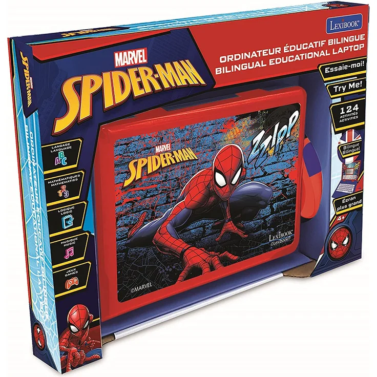 Lexibook JC598SPi1 Disney Marvel Spider-Man Peter Parker zweisprachiger Laptop, Lernen 124 Aktivitäten zum Entdecken von Mathematik, Musik, Wissen, Logik, Spielen, nur Französisch/Englisch, Blau/Rot – Bild 7