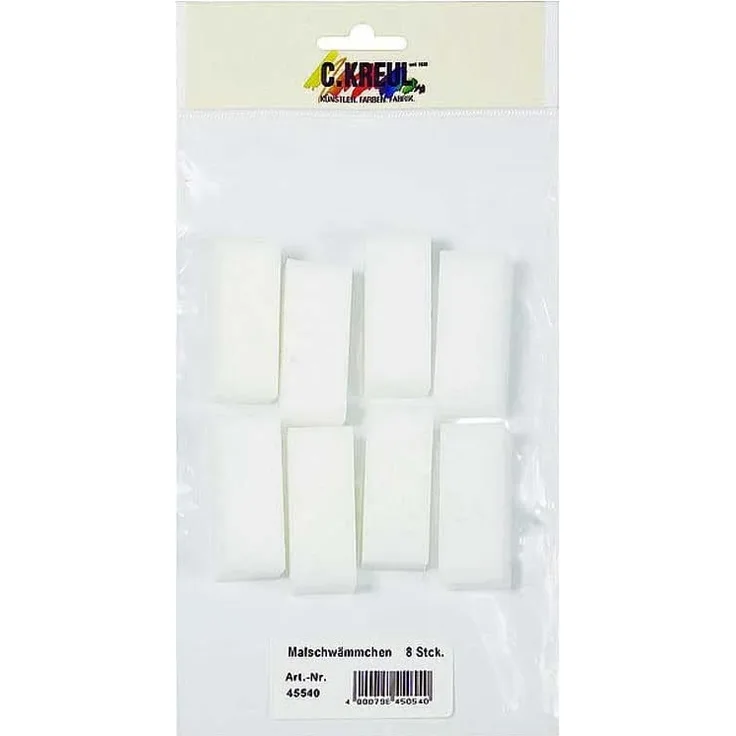 Kreul 45540 - universelle Malschwämmchen zum Auftupfen von Nahezu allen Farben, feinporig, ideal für Kinder zum Schablonieren, Stupfen und Tupfen von Quadraten und Rechtecken, 8 Stück, Weiß