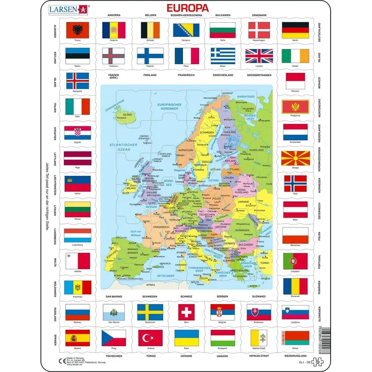 Larsen KL1-DE Europa Flaggen Puzzle