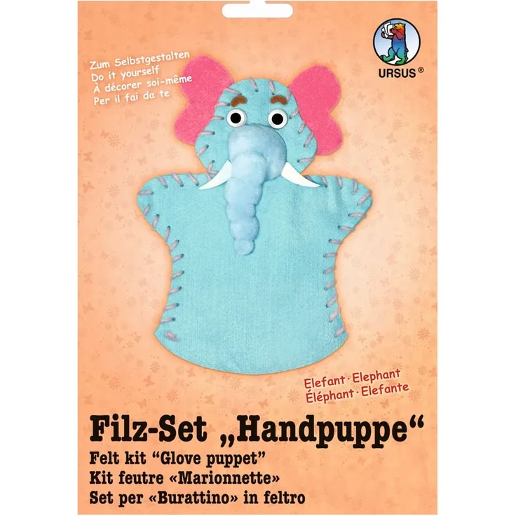 Ursus 39560008 - Filzset Handpuppe Elefant, ca. 20 cm