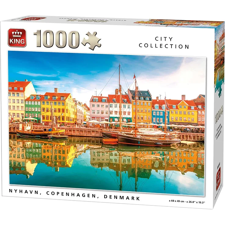 King 5704 Dänemark Puzzle Nyhavn, 68 x 49 cm, 1000 Teile