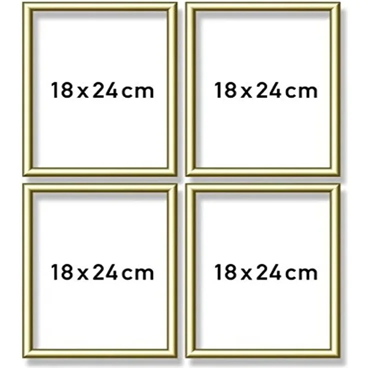 Schipper 605170704 Malen nach Zahlen, Quattro Alurahmen je 18 x 24 cm, goldglänzend ohne Glas für Ihr Kunstwerk, einfache Selbstmontage