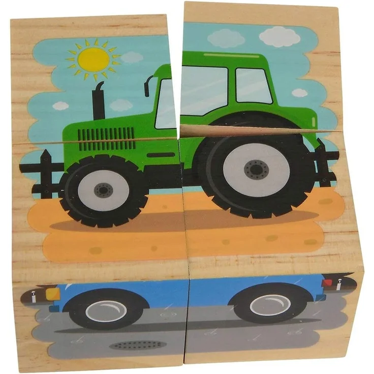 Eichhorn 100005482 - Bilderwürfel, 4 Bausteine mit 6 Fahrzeugmotiven, 4-tlg., 9x9x4,5cm, FSC 100% Zertifiziertes Kiefernholz – Bild 5