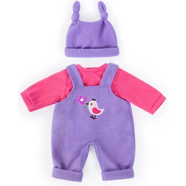Bayer Design 83856 - Kleidung für Puppen 38 cm, lila Latzhose mit Shirt und Müzte