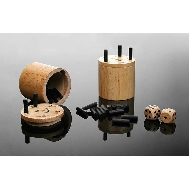 BestSaller 3030 'SUPER SIX' Holz, auch für die Reise, 36 Spielstäbchen & 2 Würfel, Natur (1 Stück) – Bild 2
