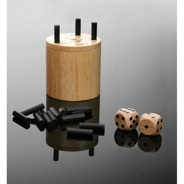 BestSaller 3030 'SUPER SIX' Holz, auch für die Reise, 36 Spielstäbchen & 2 Würfel, Natur (1 Stück) – Bild 3