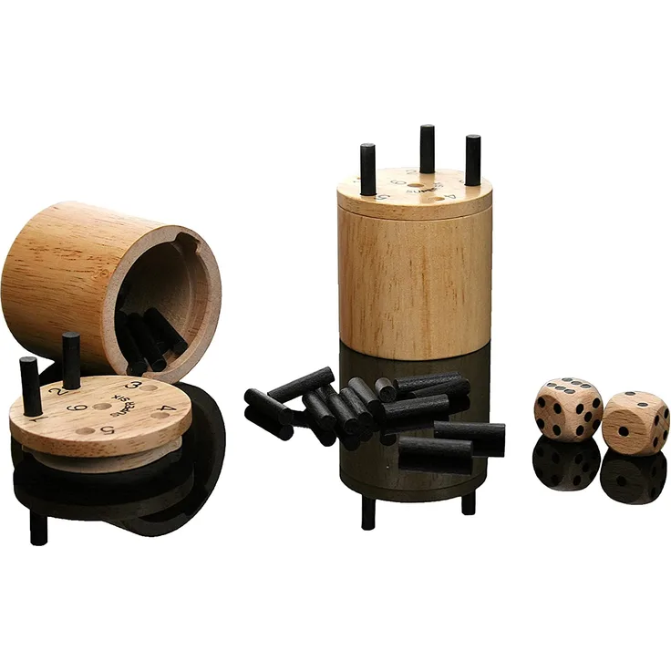BestSaller 3030 'SUPER SIX' Holz, auch für die Reise, 36 Spielstäbchen & 2 Würfel, Natur (1 Stück)