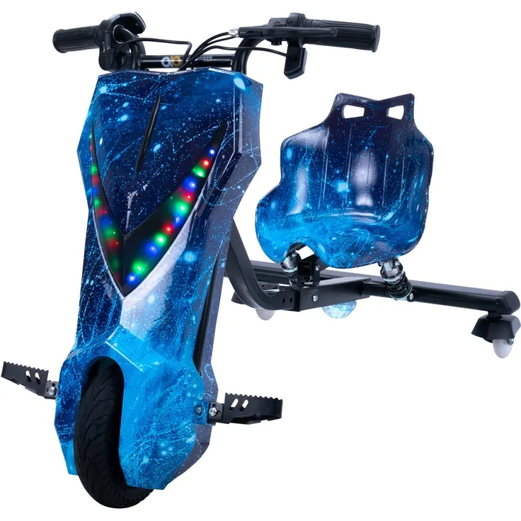 Kinder Elektro Drift Trike Scooter LED Driftrollen 360° bis zu 15km/h drosselbar (Space Blue) – Bild 8