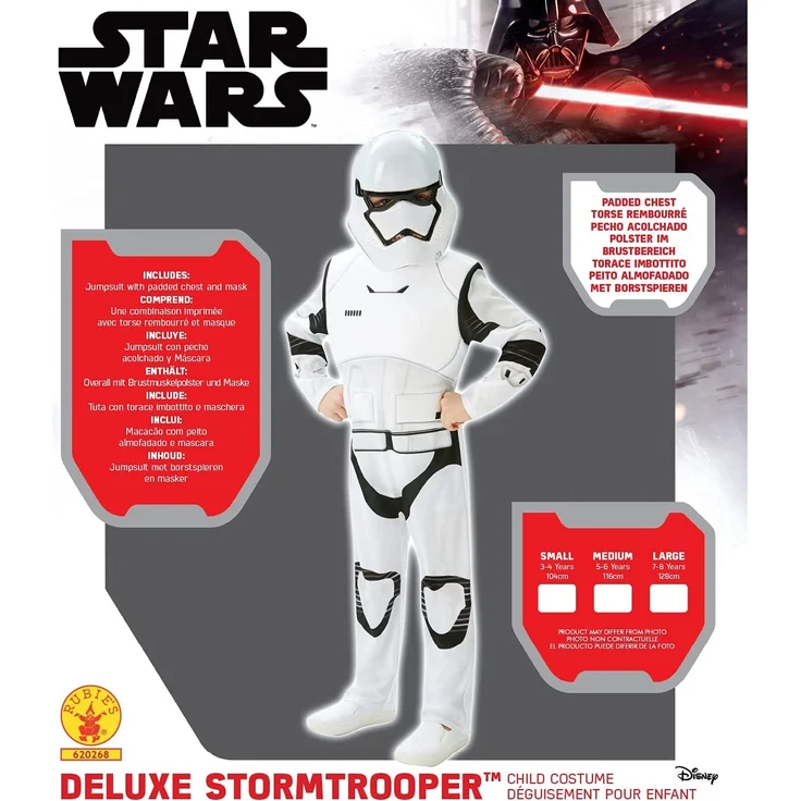 Rubie's 3620268 - EP7 Stormtrooper deluxe child, L - 7/8 Jahre, weiß/schwarz – Bild 5