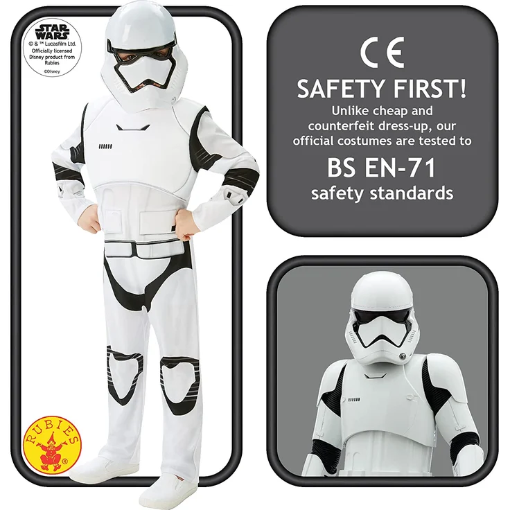 Rubie's 3620268 - EP7 Stormtrooper deluxe child, L - 7/8 Jahre, weiß/schwarz – Bild 3