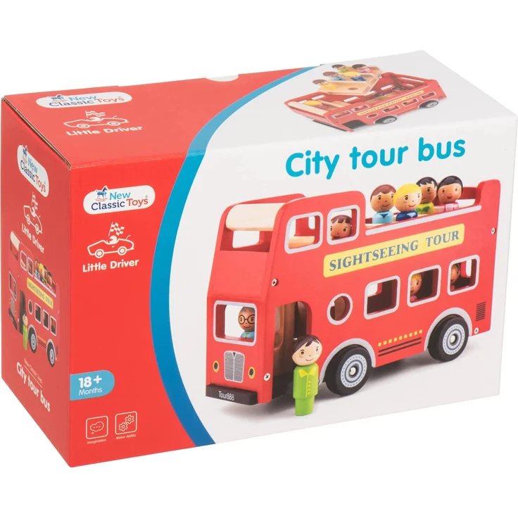 New Classic Toys Stadtrundfahrt-Bus Little Driver Holz rot – Bild 11